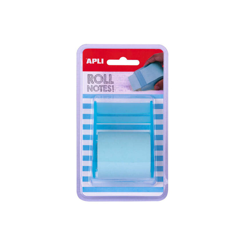 Apli Rollo Dispensador de Nota Adhesiva 50mm x 8m - Facil de Usar - Adhesivo de Calidad - Diseño Ergonomico - Azul Pastel