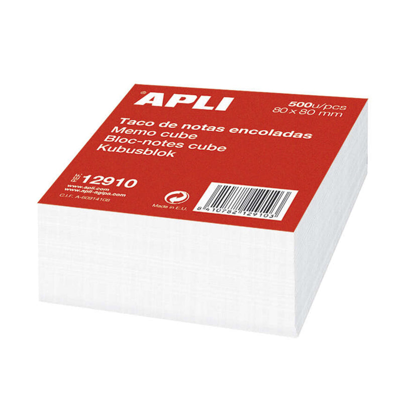 Apli Taco de 500 Hojas 80x80mm - Hojas Encoladas - Color Blanco