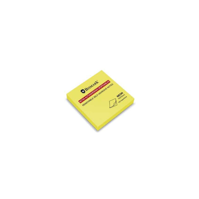 Bismark Bloc de 100 Notas Adhesivas 76x76mm - Color Amarillo Neon