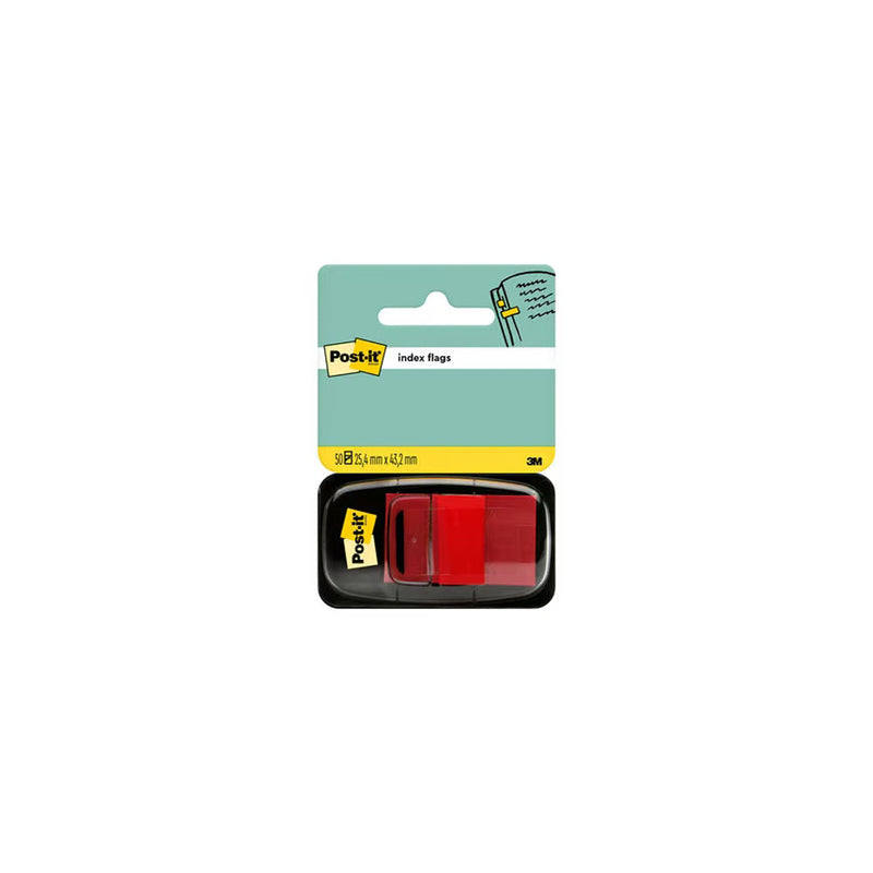 Post-it Index Dispensador con 50 Marcadores Reposicionables 25.4 x 43.2mm - Adherencia Firme - Para Marcar, Señalar o Destacar Informacion - 7100089833 - Color Rojo