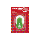 Apli Perforadora Árbol Navidad - Figura 25.4mm - Perfora Papel, Carton, Cartulina y Goma Eva de Hasta 2mm - Deposito de Restos - Doble Uso para Decoracion - Color Verde