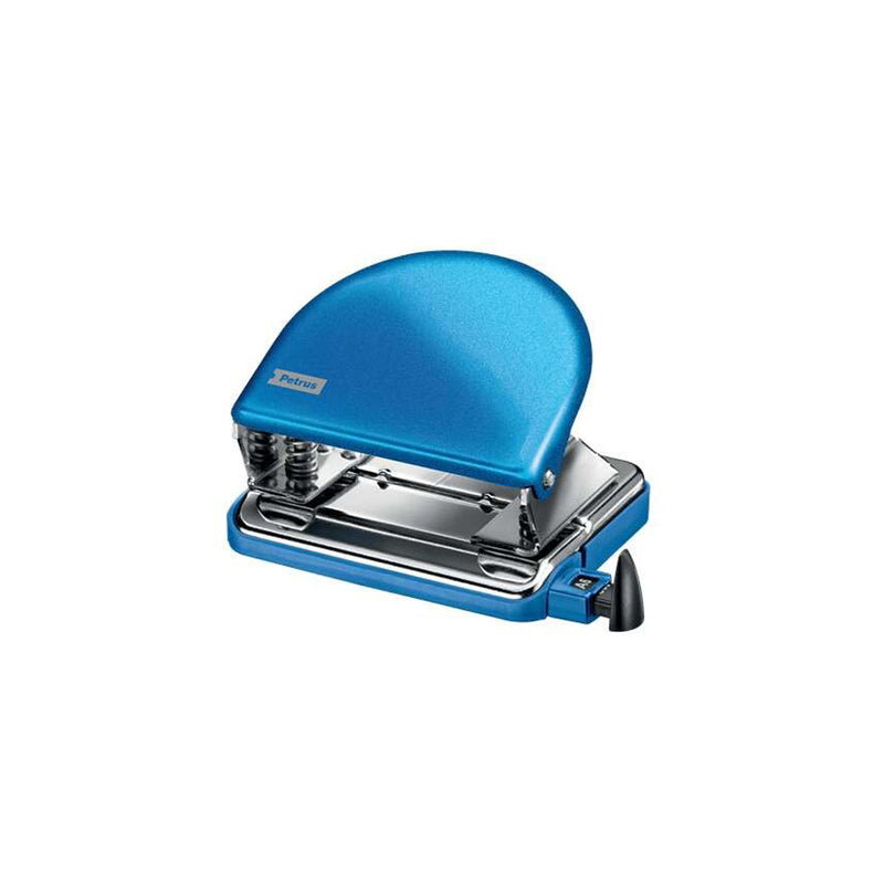 Petrus 52 WOW Taladro Perforador Clasico Metalico - Hasta 20 Hojas - Marcas de Formato - Facil Vaciado - Punzones 5.5mm - Color Azul