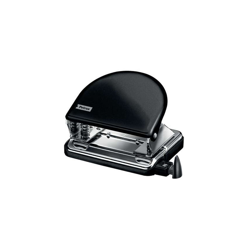 Petrus 52 WOW Taladro Perforador Clasico Metalico - Hasta 20 Hojas - Marcas de Formato - Facil Vaciado - Punzones 5.5mm - Color Negro