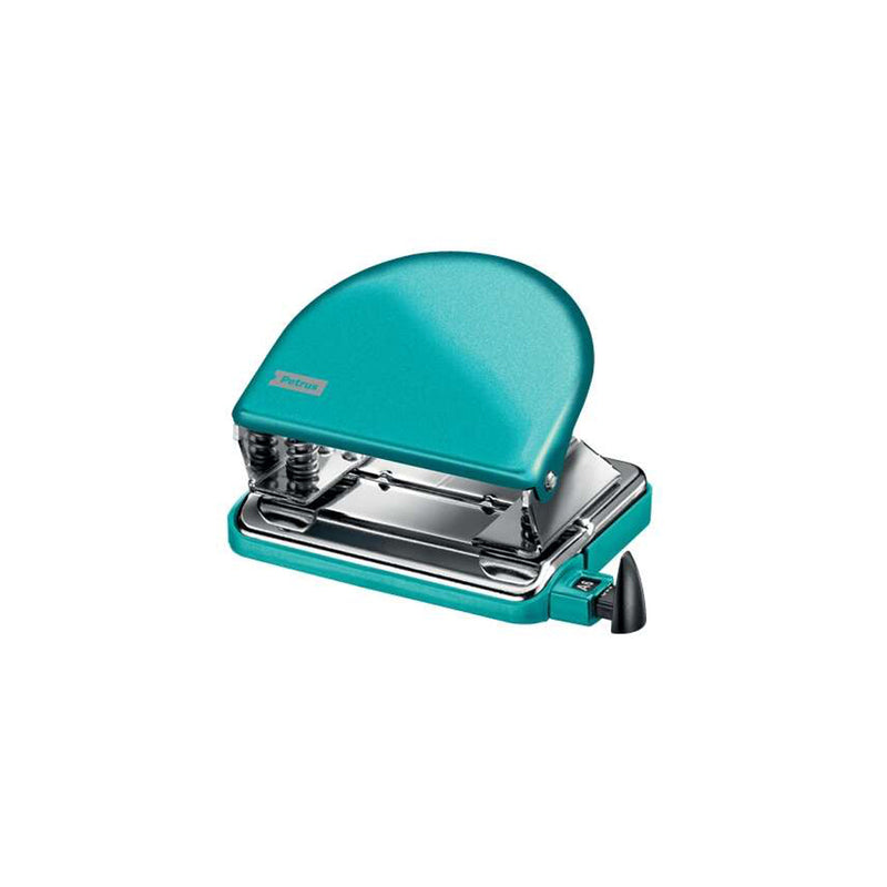 Petrus 52 WOW Taladro Perforador Clasico Metalico - Hasta 20 Hojas - Marcas de Formato - Facil Vaciado - Punzones 5.5mm - Color Turquesa
