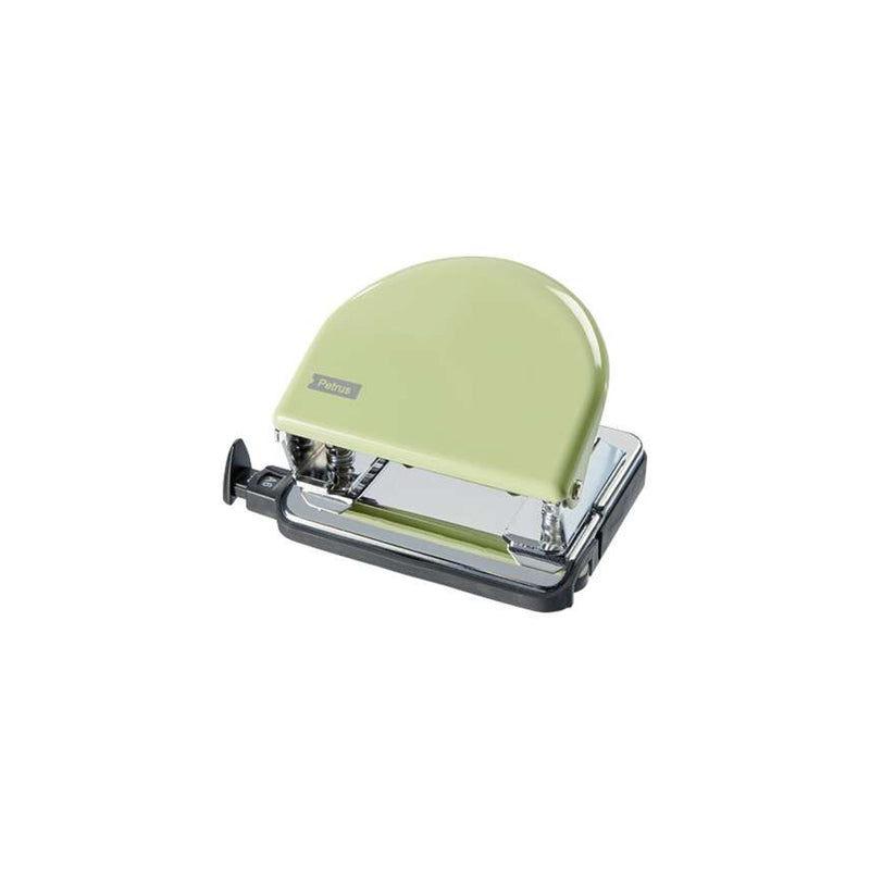 Petrus 52 Retro Taladro Perforador Metalico - Hasta 20 Hojas - Marcas de Formato - Facil Vaciado - Punzones 5.5mm - Color Mellow Yellow