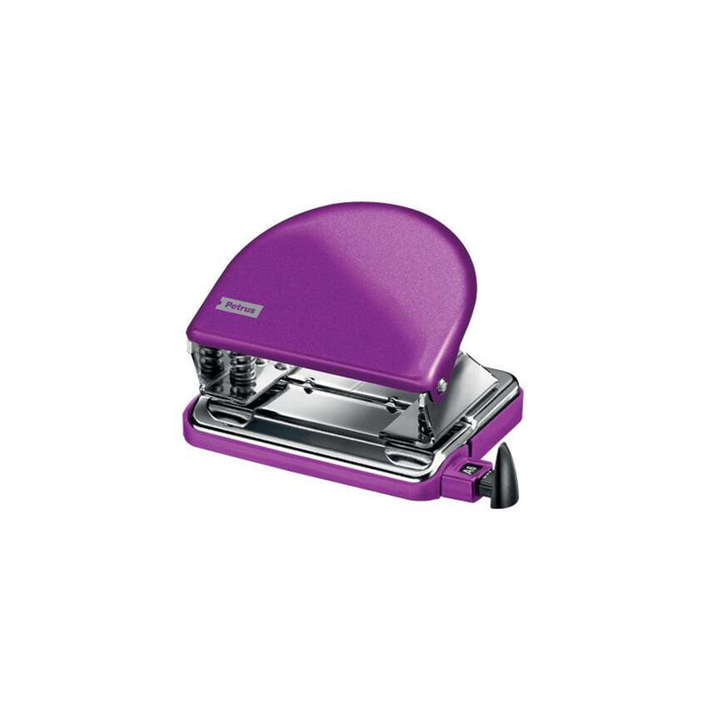Petrus 52 WOW Taladro Perforador Clasico Metalico - Hasta 20 Hojas - Marcas de Formato - Facil Vaciado - Punzones 5.5mm - Color Violeta