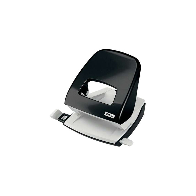 Petrus 62 Taladro Perforador 2 Orificios - Hasta 30 Hojas - Facil Vaciado - Formato A4, A5, A6, Folio, US-Quart, 8 x 8 x 8 cm - Punzones 5.5mm