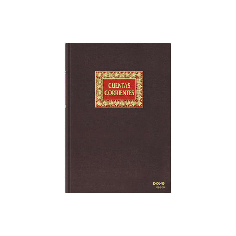 Dohe Libro de Contabilidad Cuentas Corrientes - Folio Natural - Encuadernacion en Tela - 100 Hojas Papel Offset Registro de 100gr