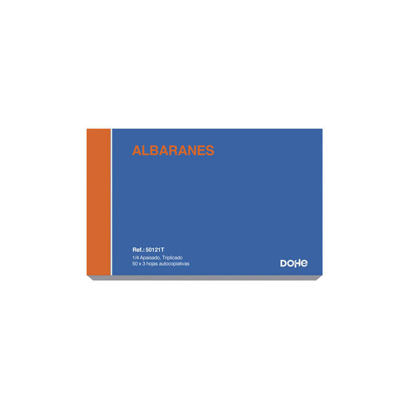 Dohe Talonario de Albaranes Cuarto Apaisado Triplicado 50 Hojas x 3 - Preimpresos a 2 Tintas en Papel Autocopiativo