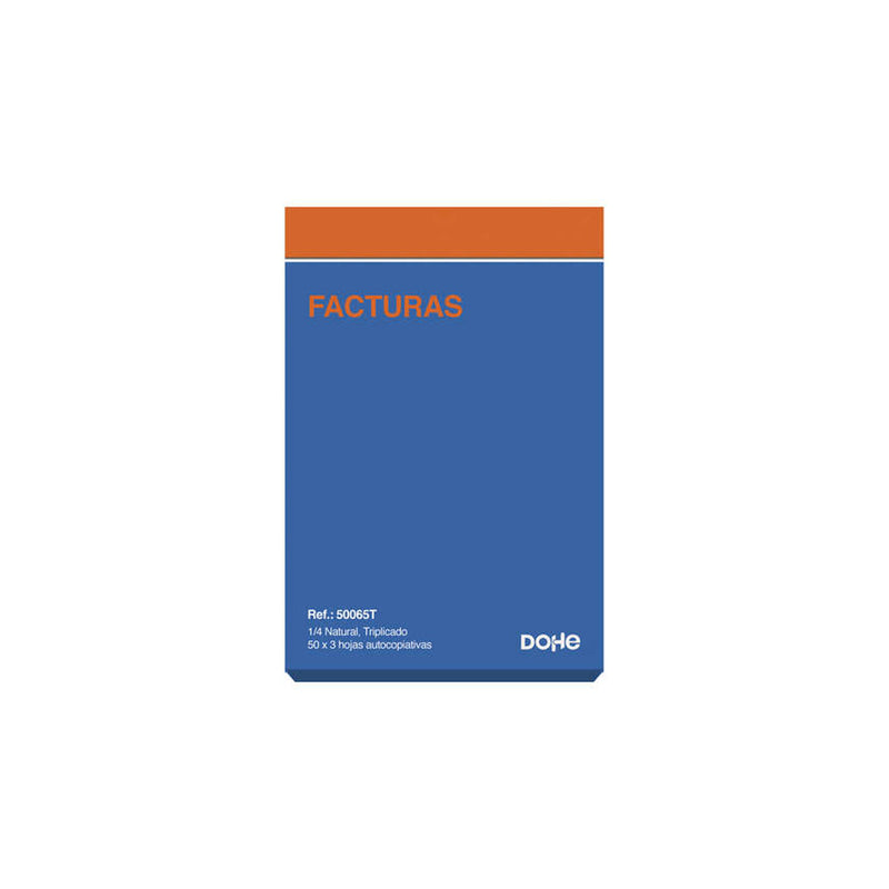 Dohe Talonario de Facturas - Cuarto Natural - 50x3 Hojas Autocopiativas - Triplicado