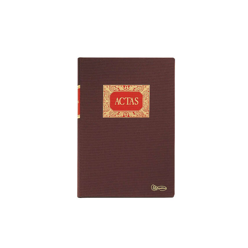 Miquel Rius Libro de Actas - Tamaño Folio Natural - 100 Hojas - Forrado en Tela - Detalles en Stamping - Corte de Color Azul