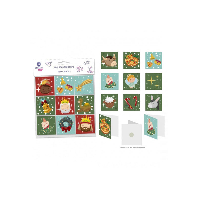 Bismark Pack de 9 Tarjetas de Felicitacion Navideña - Adhesivo en la Parte Trasera - Diseños Variados