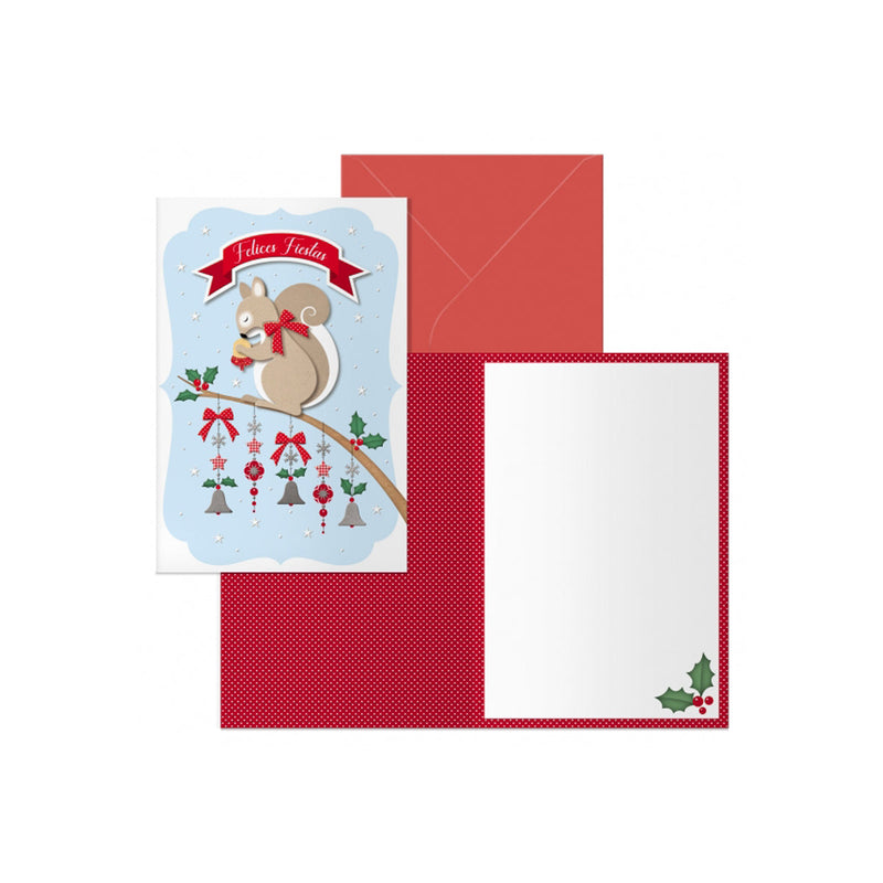 Dohe Ardilla Pack de 6 Tarjetas de Felicitacion Navideña con Sobre - Tamaño Cerrada 11.5x17cm, Abierta 23x17cm - Papel Offset - Impresas a todo Color