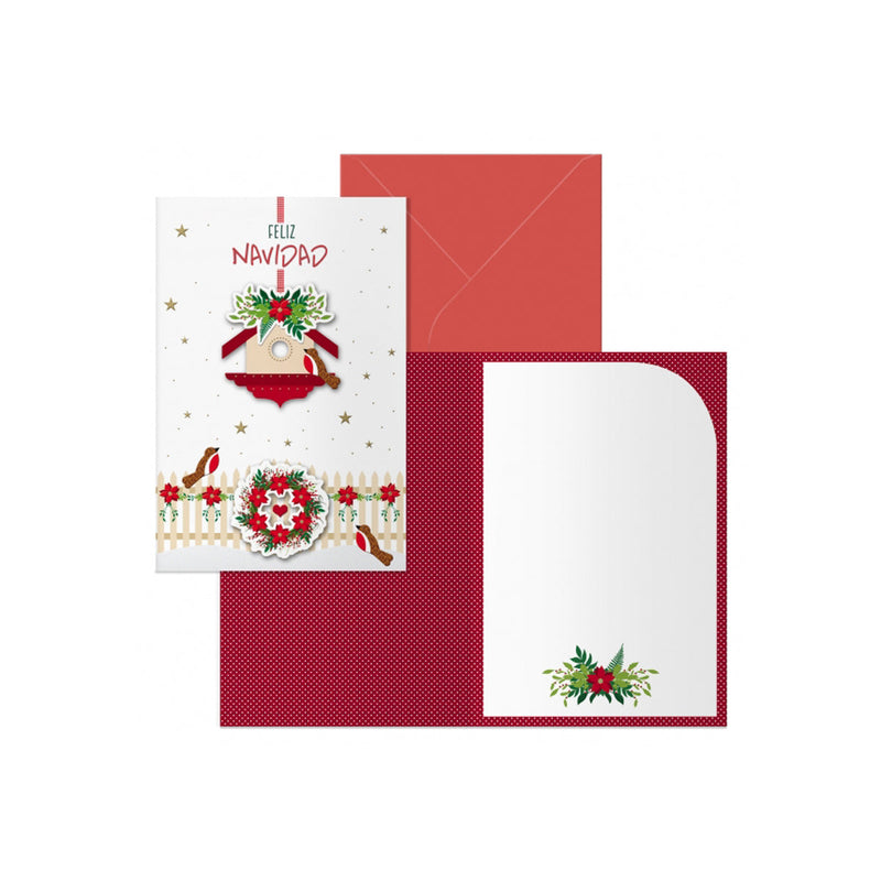 Dohe Bird House Pack de 6 Tarjetas de Felicitacion Navideña con Sobre - Tamaño Cerrada 11.5x17cm, Abierta 23x17cm - Papel Offset - Impresas a todo Color