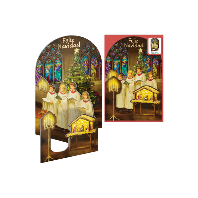 Dohe Cantando a la Navidad Pack de 6 Tarjetas Desplegables de Felicitacion Navideña con Sobre - Impresas a todo Color