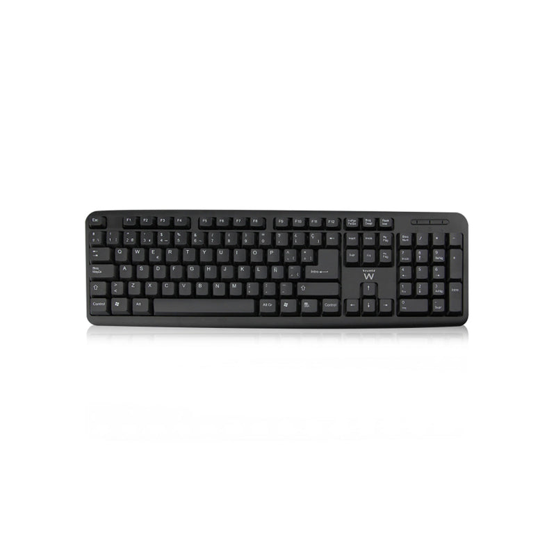 Ewent Teclado con Cable - Diseño Slim - Cable USB-A de 1.35m - Color Negro