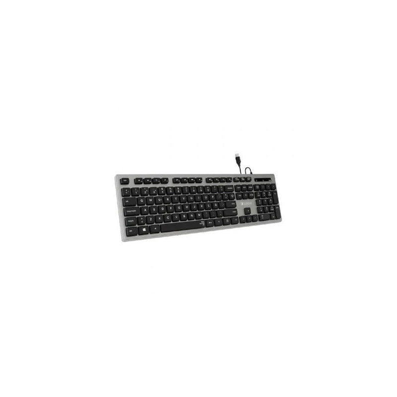 Subblim Teclado Ergonómico Delgado - Teclas silenciosas y cóncavas - Conexión USB Plug and Play - Teclado Numérico - Teclas Ergonómicas - Pulsaciones Silenciosas y Suaves - Color Negro/Gris