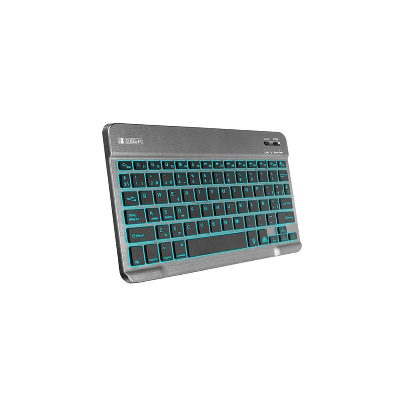 Subblim Teclado retroiluminado BT - 6mm de grosor - Conectividad Bluetooth 3.0 - Teclas de alta precisión - Batería Li-ion recargable - Color Gris