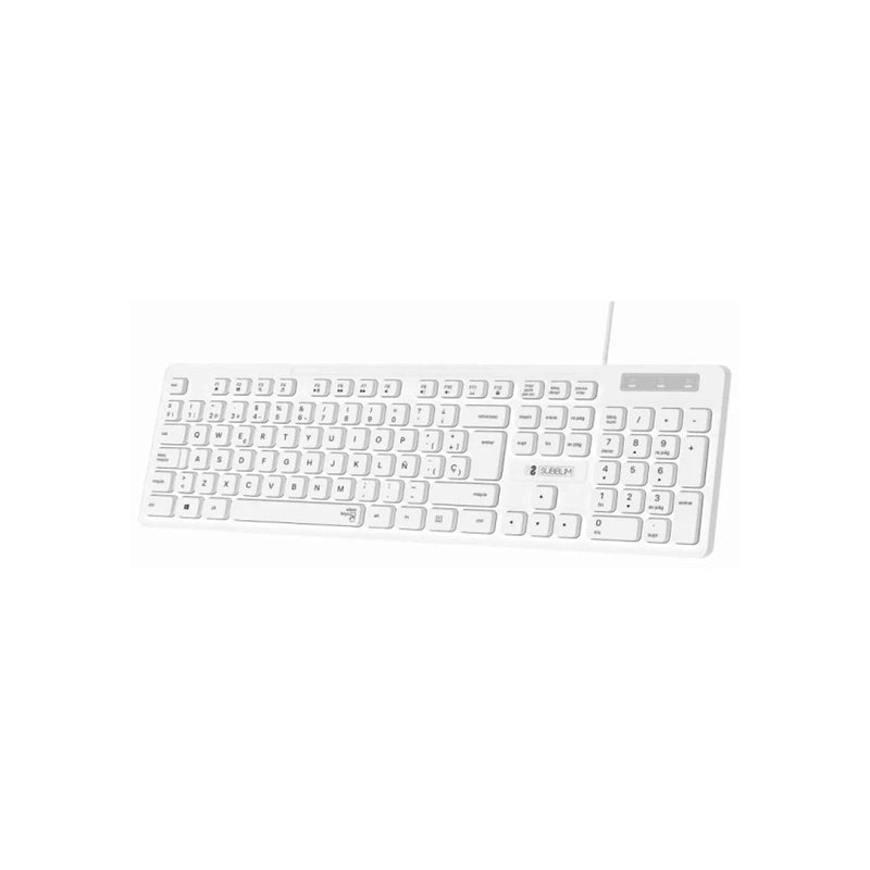 Subblim Teclado Business Slim Silencioso - 430 x 132 x 23 mm - Teclas Planas - Resistente a salpicaduras - Diseño delgado y completo - Conector USB Plug&Play - Color Blanco