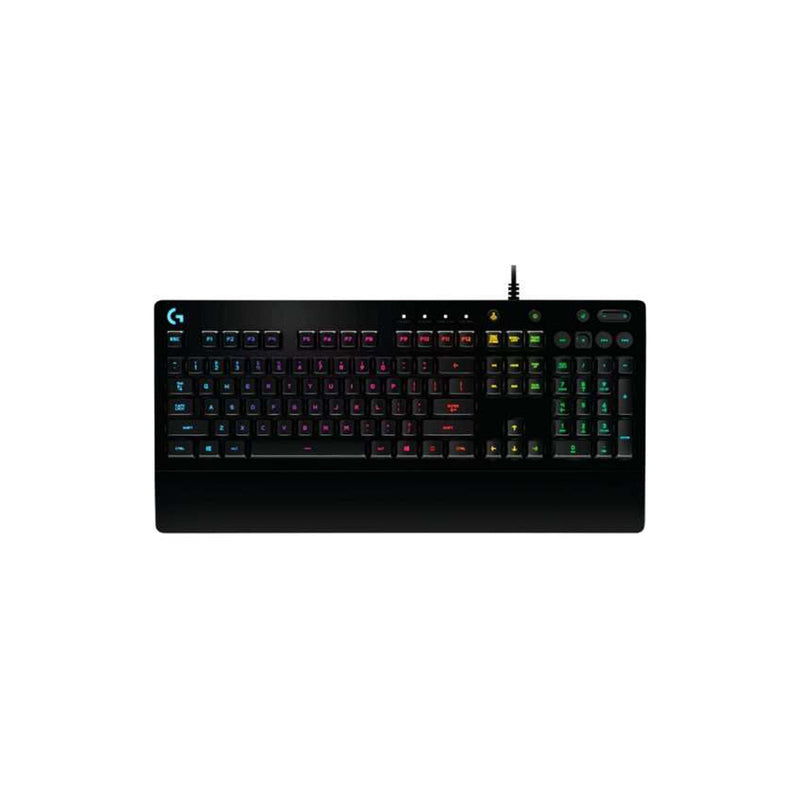 Logitech G213 Prodigy Teclado Gaming USB - Retroiluminacion RGB - Resistente a Salpicaduras - Reposamuñecas - Cable de 1.80m - Color Negro