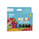 Apli Color Sticks Temperas Solidas - Pack de 6 Unidades de 10g - Acabado Satinado sin Necesidad de Barniz - Secado Rapido en Menos de 3 Minutos - Efecto Cera o Tempera Segun la Presion Ejercida