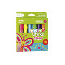 Apli Color Sticks Temperas Solidas Fluorescentes - Pack 6 Unidades de 6g - Acabado Satinado sin Necesidad de Barniz - Secado Rapido en Menos de 3 Minutos - Efecto Cera o Tempera Segun la Presion