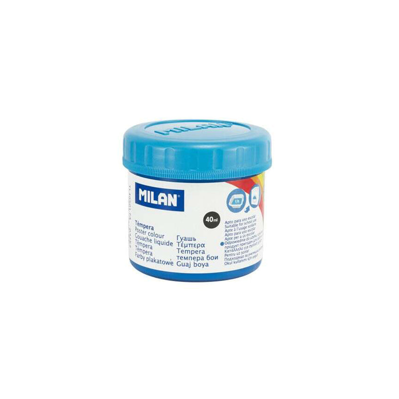 Milan Bote de Tempera 40ml - Secado Rapido - Mezclable - Color Cyan (6 unidades)
