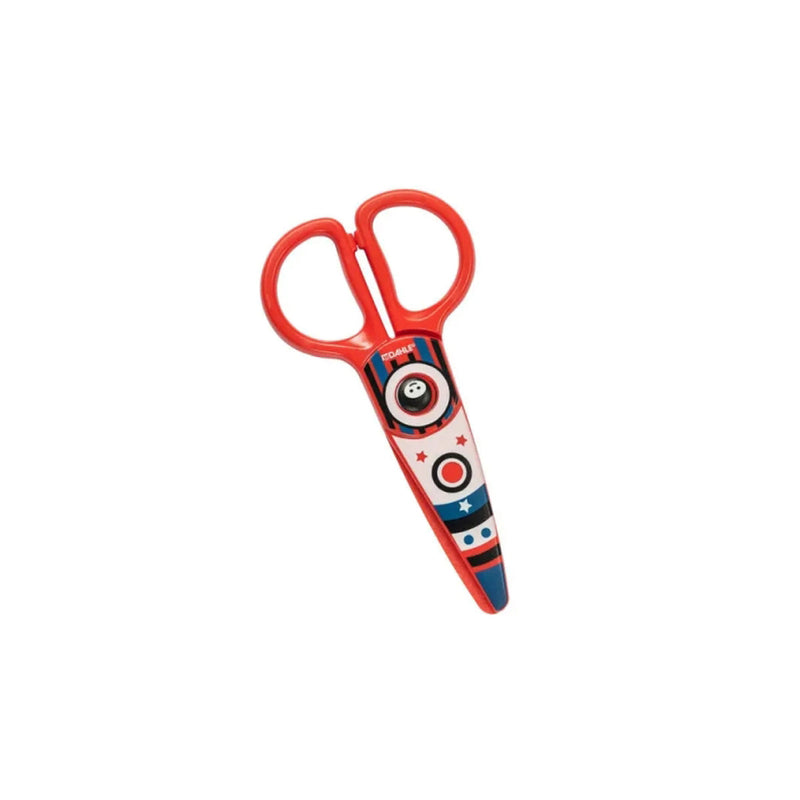 Dahle 54677 Kids Tijeras Infantiles 12cm para los mas Pequeños - Hojas de Plastico - Puntas Redondeadas - Modelo Cohete - Color Rojo