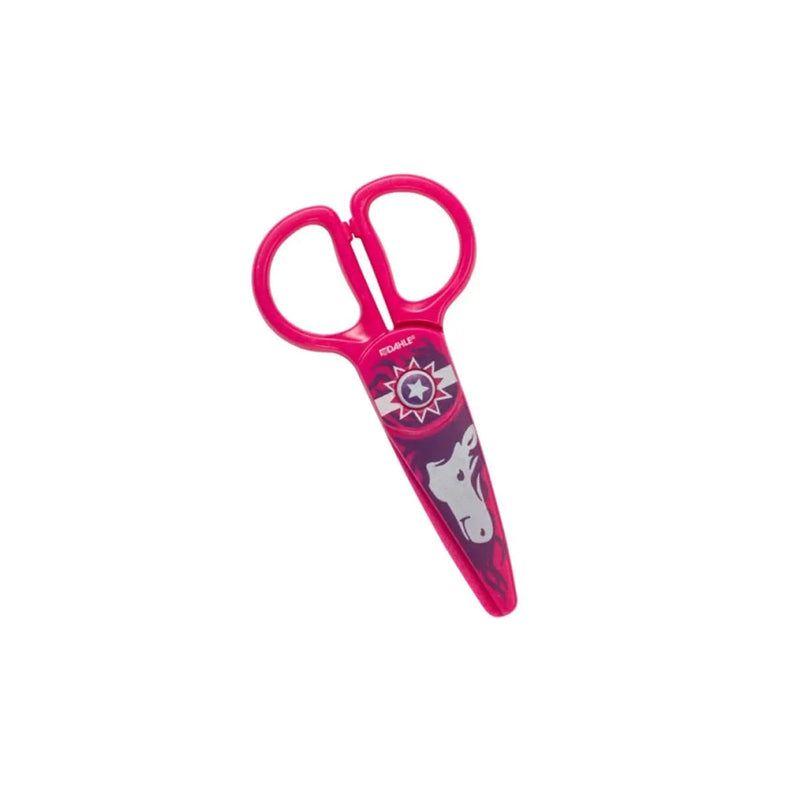 Dahle 54675 Kids Tijeras Infantiles 12cm para los mas Pequeños - Hojas de Plastico - Puntas Redondeadas - Modelo Caballo - Color Rosa