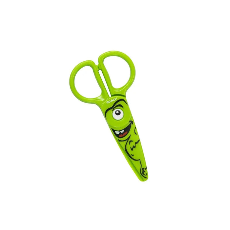 Dahle 54678 Kids Tijeras Infantiles 12cm para los mas Pequeños - Hojas de Plastico - Puntas Redondeadas - Modelo Dino - Color Verde