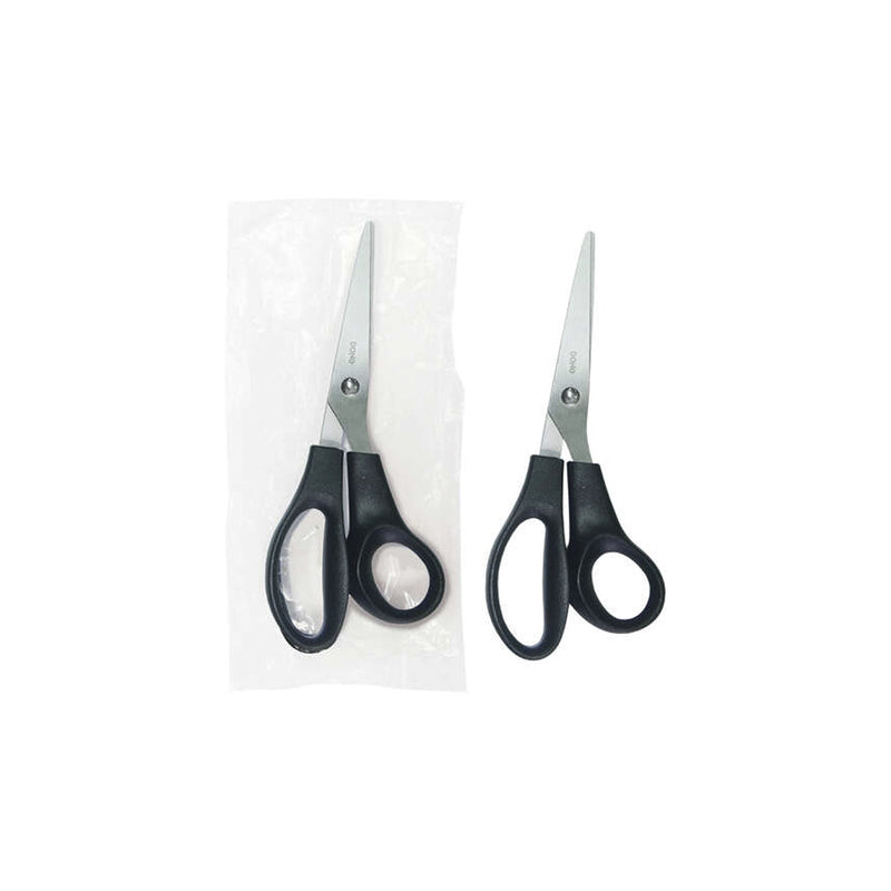 Dohe Tijera de Acero Inoxidable - Puntas Redondeadas - Mango Ergonomico de Plastico - Color Negro - en Bolsa de Plastico Individual