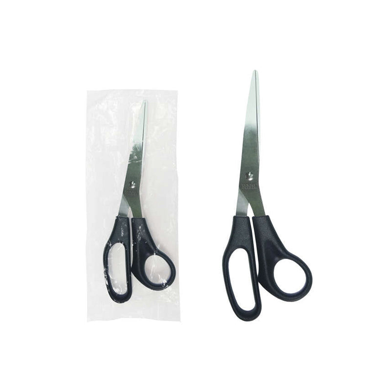 Dohe Tijera de Acero Inoxidable - Puntas Redondeadas - Mango Ergonomico de Plastico - Color Negro - en Bolsa de Plastico Individual