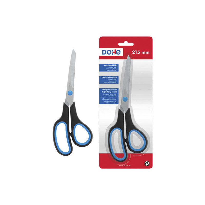 Dohe Tijeras de Acero Inoxidable - Puntas Redondeadas - Mango Ergonomico de Plastico y Caucho - Blister Individual