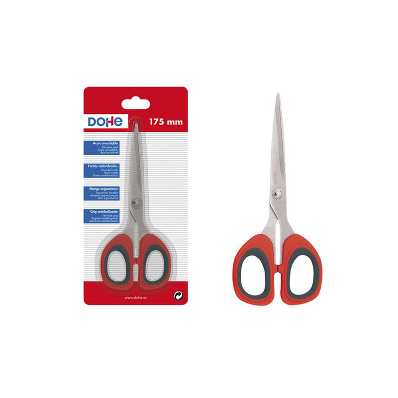 Dohe Tijeras de Acero Inoxidable - Puntas Redondeadas - Mango Ergonomico de Plastico y Caucho - Blister Individual