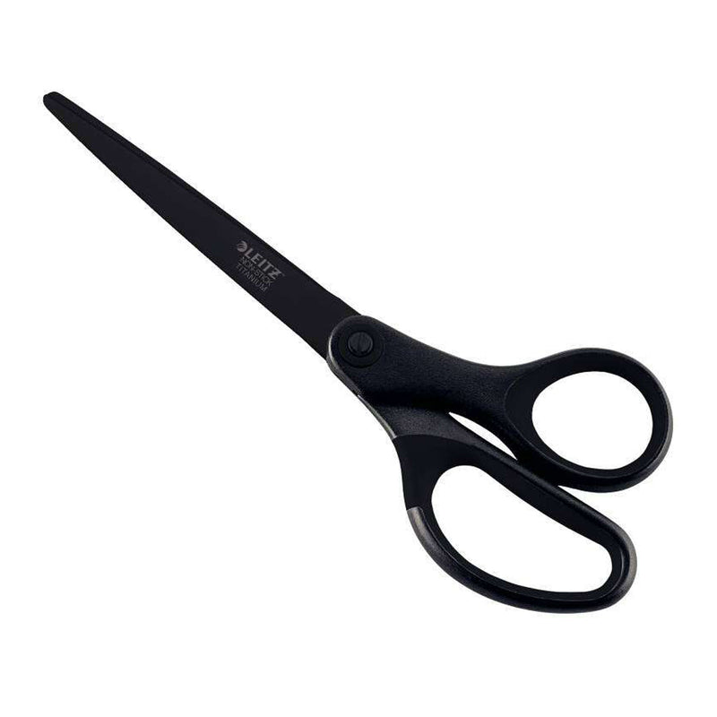 Leitz Quality Tijeras de Acero Inoxidable 18cm - Revestimiento de Titanio - Antiadherentes - Agarre Ergonomico - Color Negro
