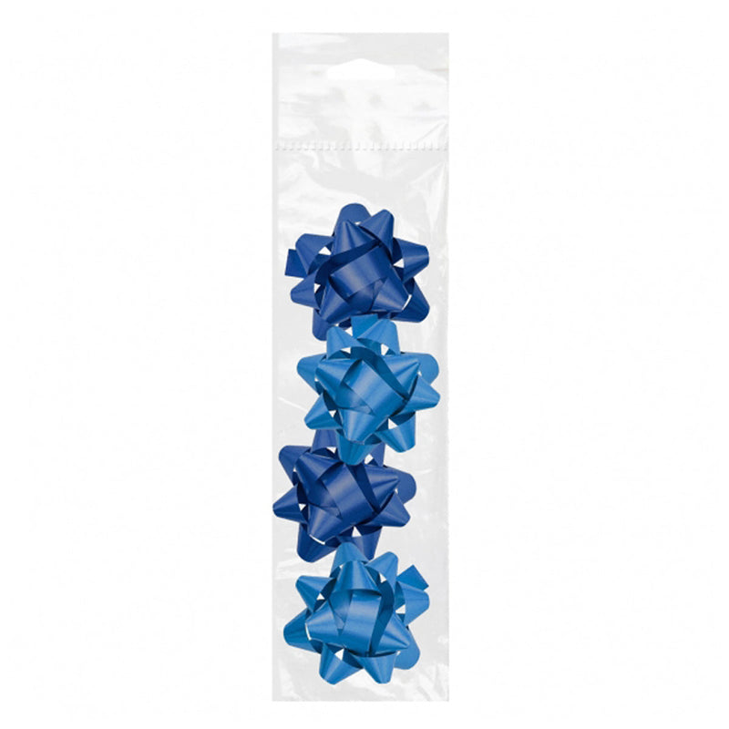 Dohe Chic Pack de 4 Lazos para Regalo - Forma de Estrella - Tamaño 6.5cm - Color Azul