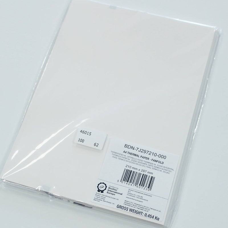 Brother BDN7J297210000 Papel Térmico Plegado en Abanico, A4 - 210x297mm, 100 Hojas