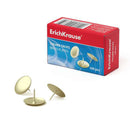 Erichkrause Caja de 100 Chinchetas Metalicas de Acero Latonado - Alta Resistencia y Durabilidad - Resistente a la Corrosion - Color Dorado