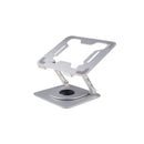 Ewent Soporte de Sobremesa para Portatil - Aluminio - Rotacion 360 - Ajustable - Base Antideslizante - Ajustable - Plegable - Color Plateado/Gris