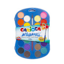 Carioca Acuarell Pack de 24 Acuarelas en Pastillas de Ø 30mm - Brillantes - Facilmente Mezclables - Colores Surtidos