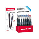 Uni-ball JetStream Sport SXN-150E Expositor con 36 Boligrafos de Tinta Pigmentada - Punta de Bola 1mm - Retractil - Secado Instantaneo - Ideal para Zurdos - Colores Surtidos