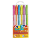 Carioca Fiorella Neon Pack de 6 Boligrafos de Colores Tinta Gel - Punta de Bola 1mm - Cuerpo Transparente Fluo - Colores Neon Surtidos