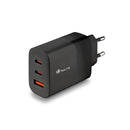 NGS Bud 65W Cargador GaN Universal de Pared 65W Ultrarapido - 2x USB-C PD & PPS, 1x USB-A QC 3.0 - Color Negro