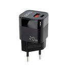 Tooq Cargador de Pared USB-C/PD + USB-A/QC 20W - Color Negro