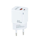 Tooq Cargador de Pared USB-C/PD + USB-A/QC 20W - Color Blanco