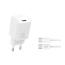 XO L146 Cargador de Corriente 20W - USB-C - PD 3.0 y QC 3.0 - Incluye Cable USB-C - Color Blanco