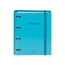Dohe Colour Vibes Carpeta de 4 Anillas Mixtas de 35mm Recambio 100 Hojas Cuadricula 5mm - Formato A4 - Cierre con Goma - Incluye 4 Separadores y Sobre de Polipropileno - Color Azul Cyan