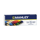 Manley Pack de 15 Ceras Blandas de Trazo Suave - Ideal para Gran Variedad de Tecnicas y Aplicaciones - Fabricacion Artesanal - Amplia Gama de Colores - Colores Surtidos