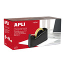 Apli Trade Portarrollos para Cinta Adhesiva de 33 y 66 Metros - Cuchilla Dentada - Base de Goma Antideslizante - Color Negro