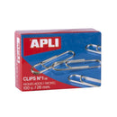 Apli Clips Alambre Nº 1½ (26mm) - Acabado Niquel Brillante - Alta Resistencia a la Oxidacion - Caja con 100 Clips